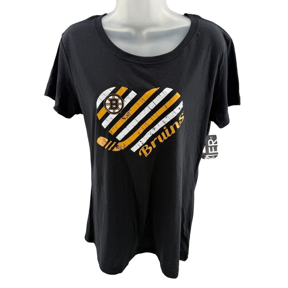 Boston Bruins NHL Womens Black Heart Graphic Tee Shirt XLarge New